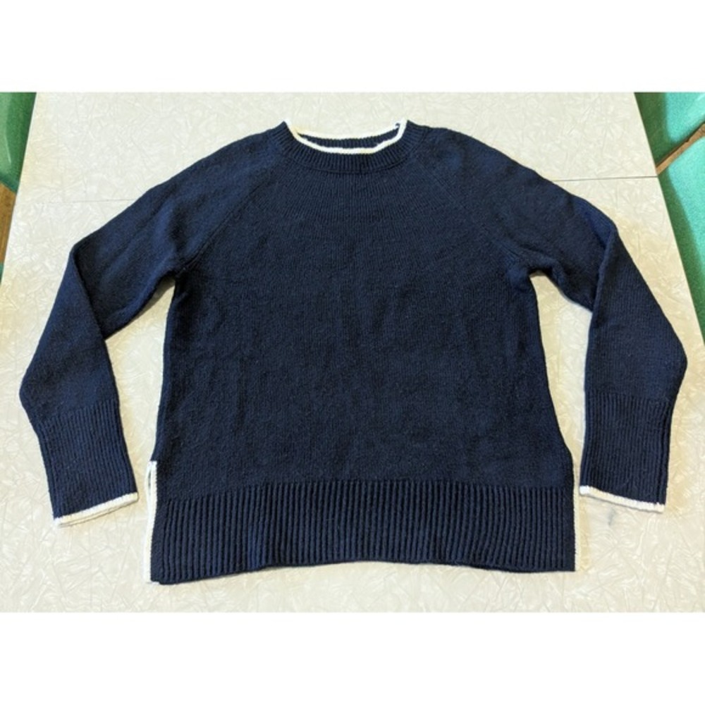 Talbots XS Wool Blend Navy‎ Blue Knit Sweater Quiet Luxury Preppy Office